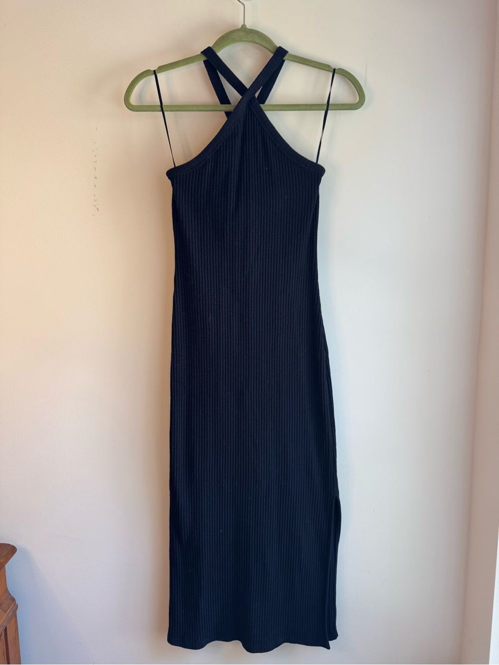 Old Navy Black Ribbed Cross-Back Maxi Dress